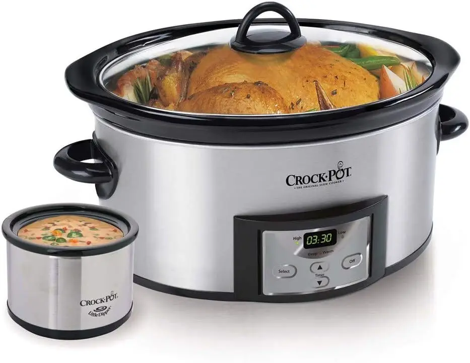 t6-Quart Countdown Programmable Oval Slow Cooker with Dipper, Stainless Steel, SCCPVC605-S