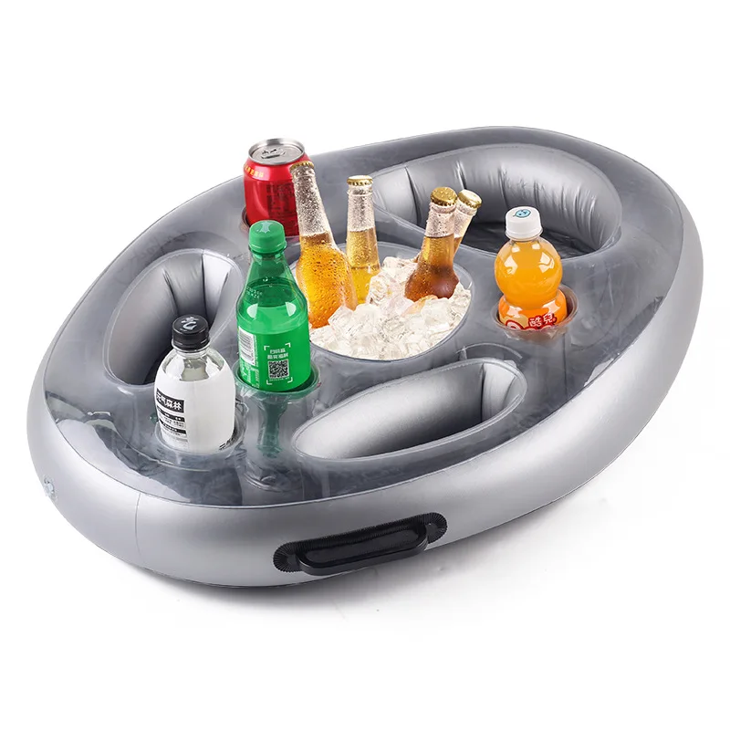 Inflatable water dining bar, ice bucket, swimming pool, party drinks, food tray, porous drinks Cooling cup holder