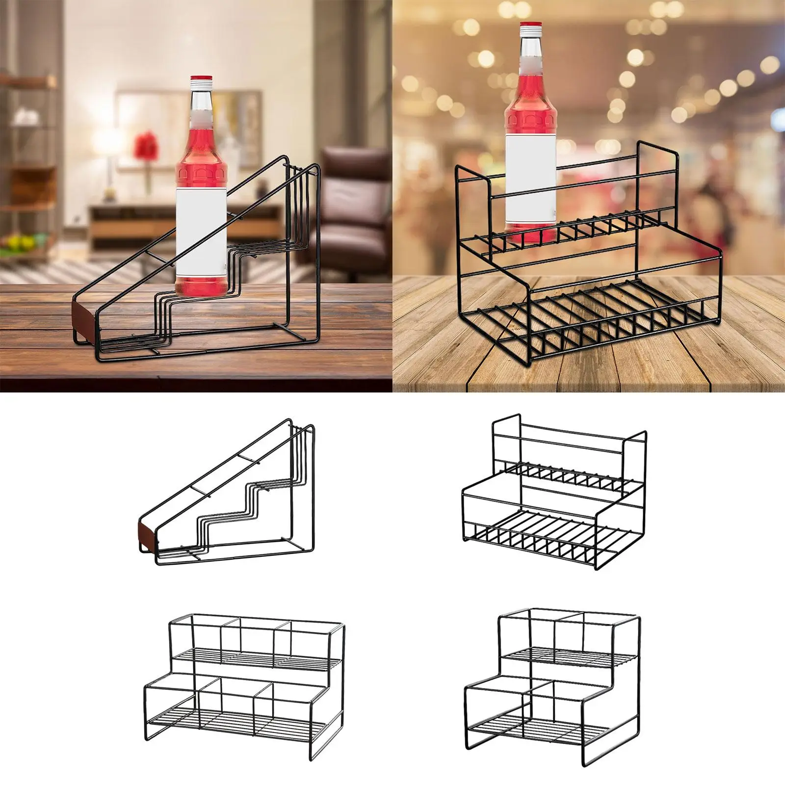 Coffee Syrup Rack Stand Easy Installation Easy to Clean Kitchen Storage Rack 2
