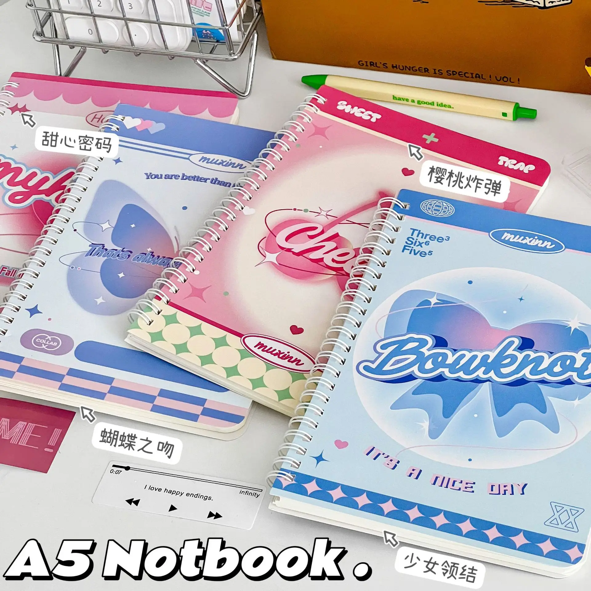 

IFFVGX A5 Notebook Pink Blue Gradient Dream Butterfly Coil Notebook Sketchbook Painting Diary Drawing Office School Stationery
