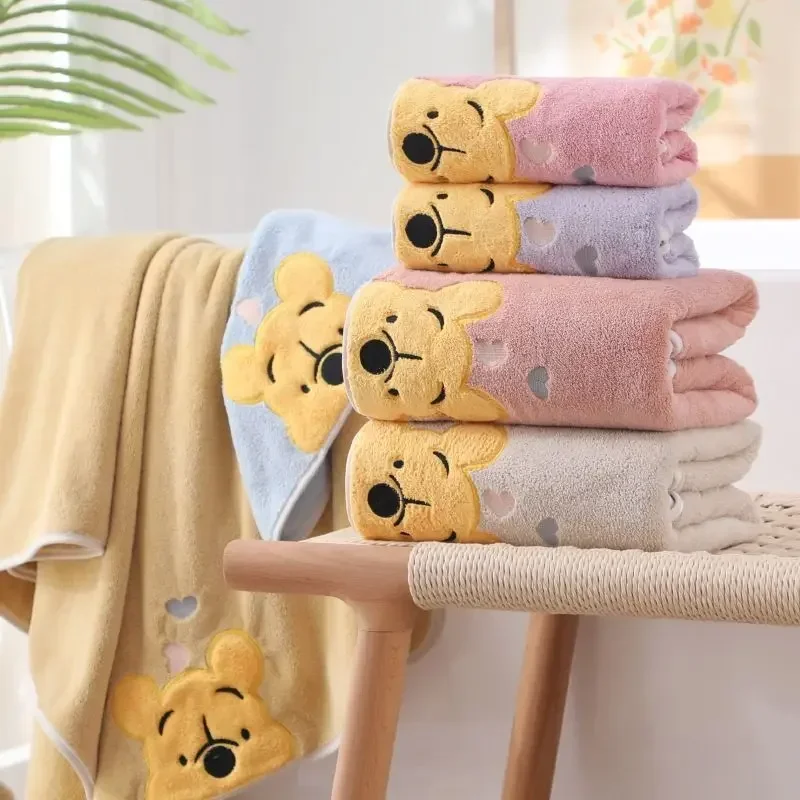 Winnie Bear Towel Bath Towel Set Soft and Absorbent Coral Velvet Bath Towel Home Wash Towel Children's Cartoon Bath Towel