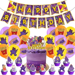 Grimace Shake Yellow Hat  Birthday Party Decorations Balloon Banner Backdrop Cake Topper Party Supplies Baby Shower