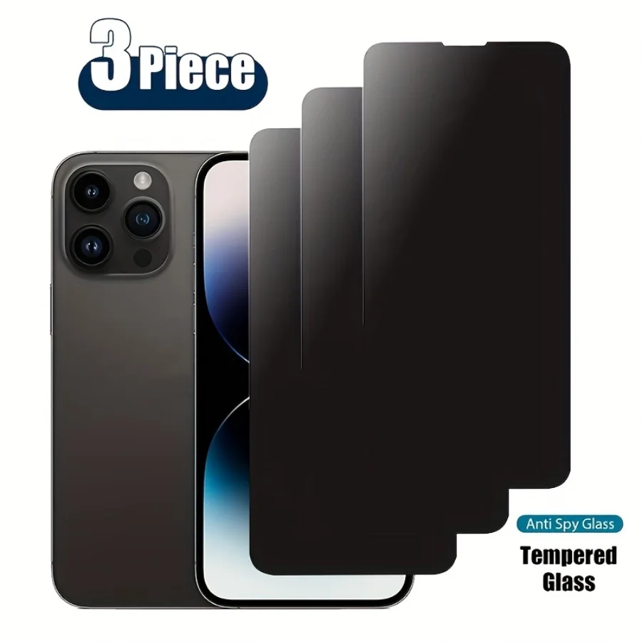 

3pcs Full Cover Anti-peep Screen Protector For IPhone 14 Pro Max 13 15 12 11 Plus X XR XS Max 7 8Plus SE 2 SE 3