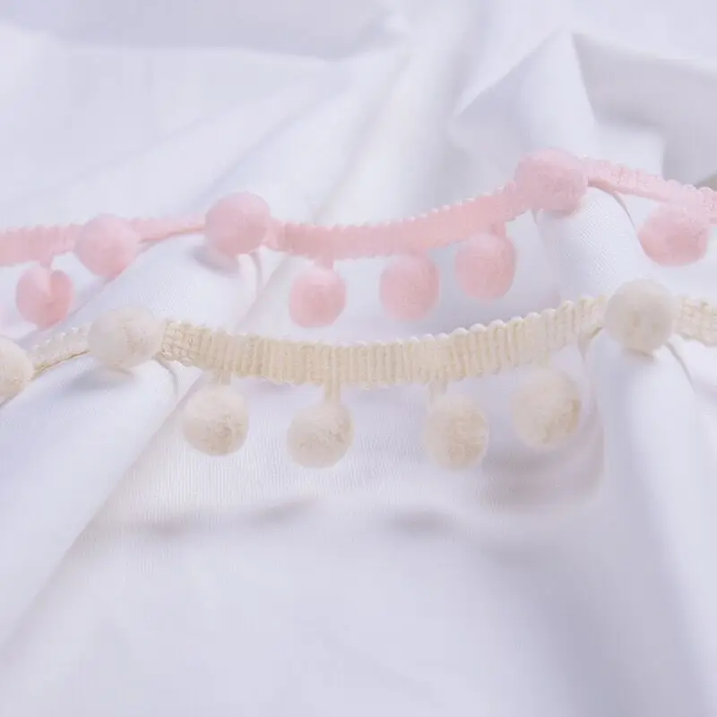 5Yards Pom Pom Trim Ball 12mm MINI Pearl Pompom Fringe Ribbon Sewing Lace Handmade DIY Craft Accessories pom pom trim lace ribbon lace sewing supplies lace sewing accessories lace accessories lace garment accessories clothing accessories lace decoration