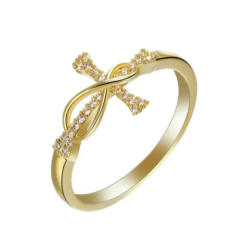 Cross Rings Jesus Cross for Women Fashion Infinity Symbol CZ Zircon Finger Ring