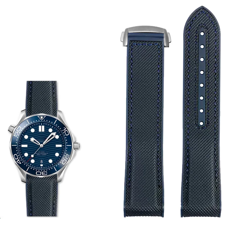 Nylon Rubber Watchband with Deployant Clasp - Silicone Strap Accessory