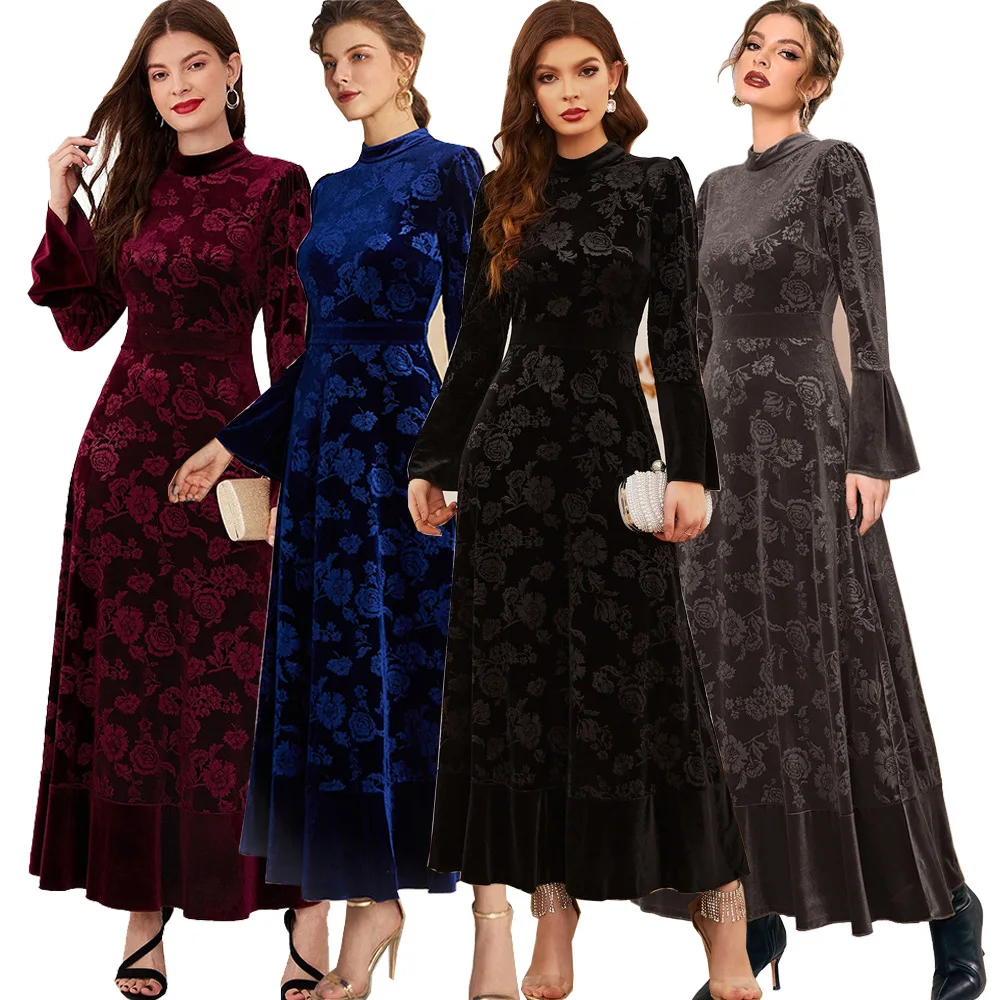 Autumn-Winter-Velvet-Long-Dress-Trumpet-Mermaid-Ankle-Length-Dress ...
