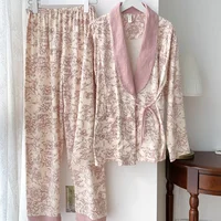 Nuisette en pur coton pour femmes enceintes, vêtements d'allaitement, vêtements de nuit d'automne, pyjamas à col en V pour mères allaitantes 1