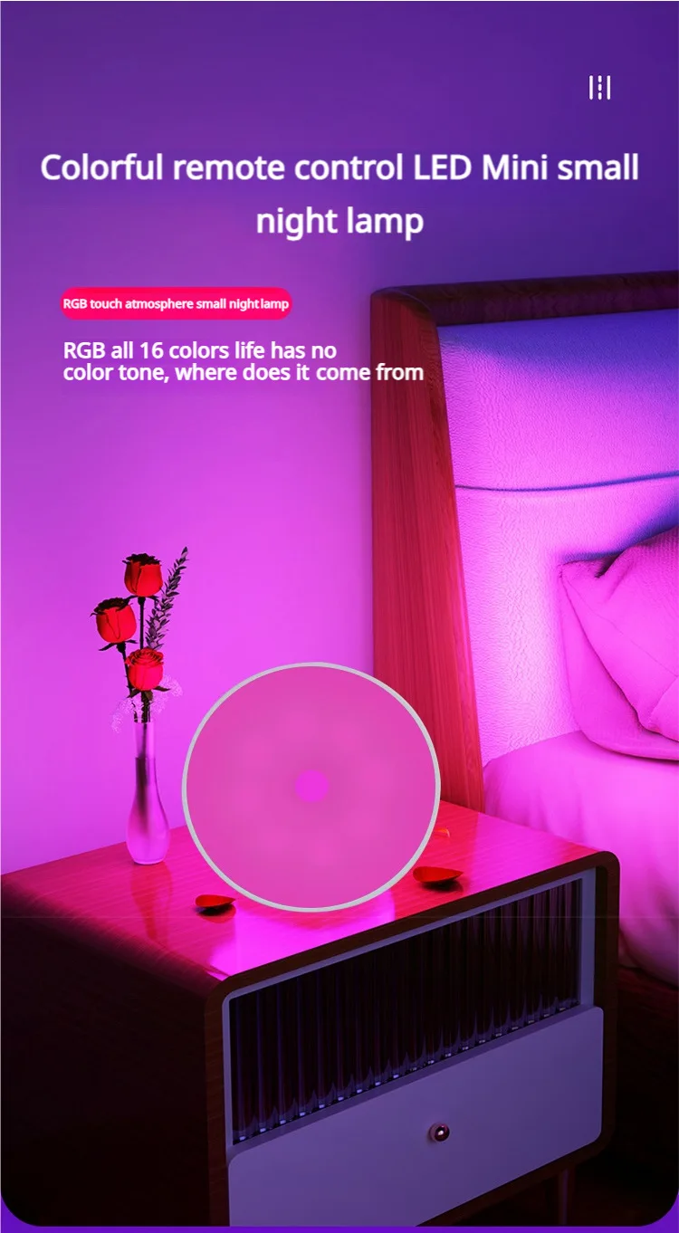 Night Light With Motion Sensor Wireless LED USB Rechargeable Lamp RGB Mood Puck Lights For Bedroom Bedside Cabinet Decor