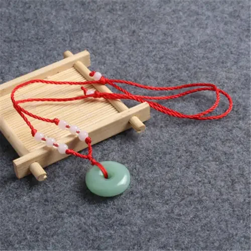 Pendant Necklace Natural Multicolor Jade Doughnut Pendant Agate Necklace Fashion Accessories for Women Men
