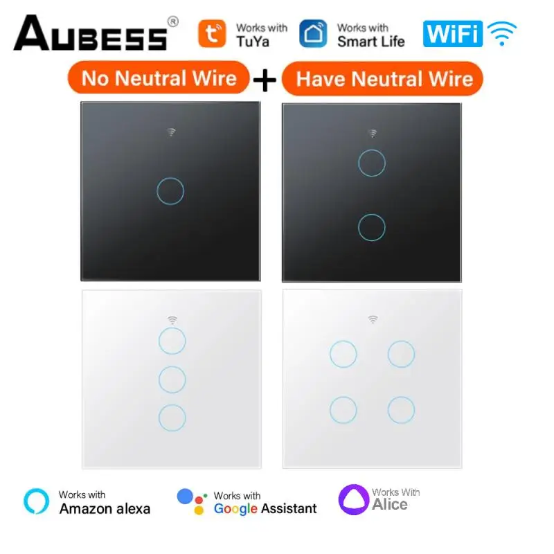 Tuya Wifi Smart Light Switch Eu Smart Switch Touch Wall Panels Smart Life Smart Home Funziona Con Alexa E Google Home Assistant