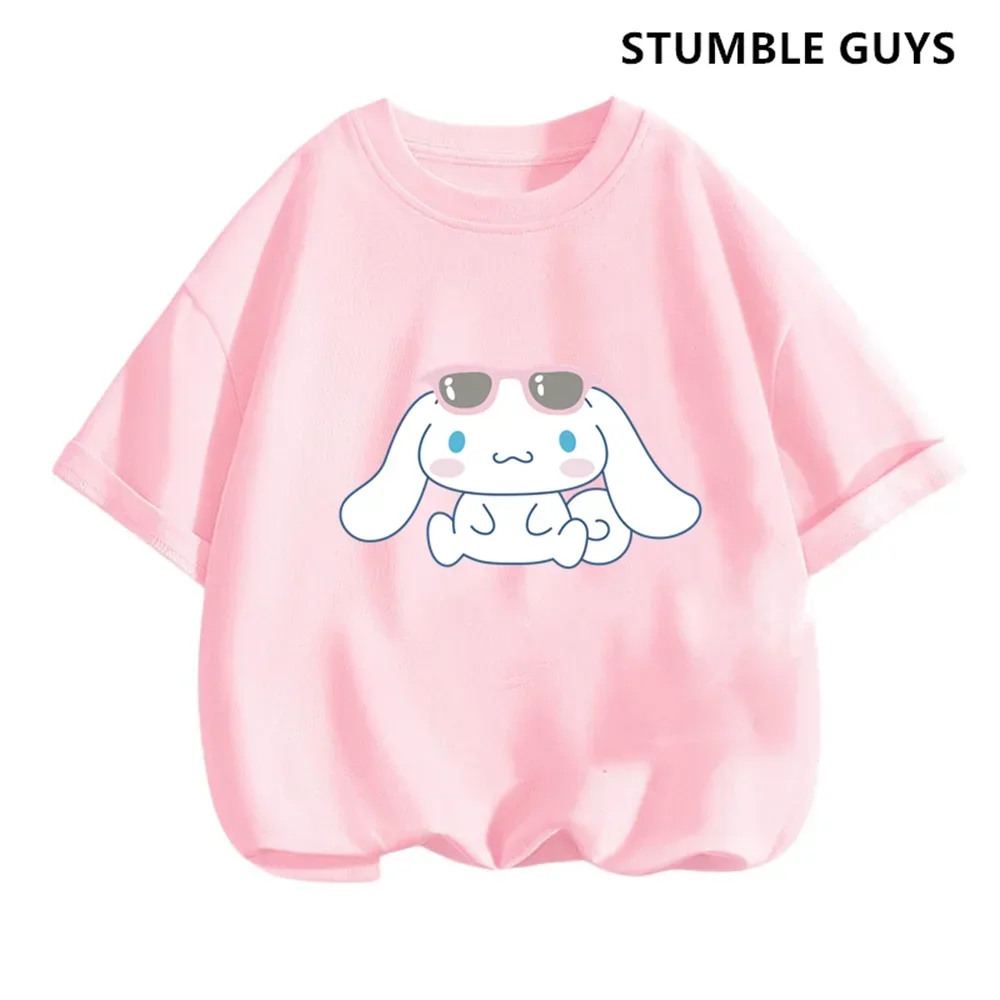T Shirt Set Cinnamoroll T-shirt Set Sanrio Children's Short-sleeved Summer Y2K Clothes Girly Heart Soft Clothes Kawaii Birthday Gift