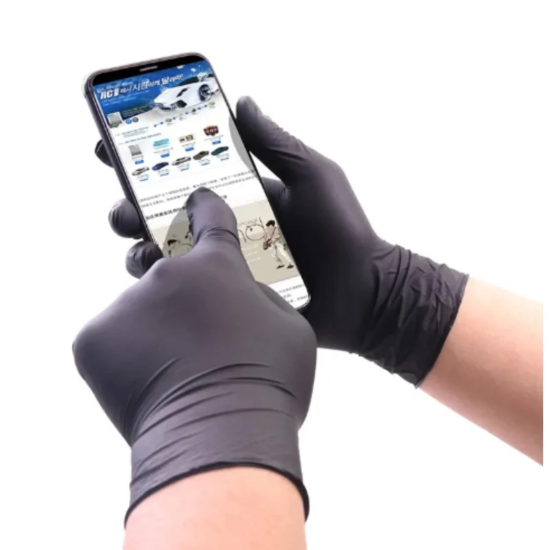 Disposable PVC Gloves Thickened Black Powder Free Nitrile Glove Non-slip Work Glove Car Repairing Kitchen Cleaning Tool 30Pcs work gloves disposable gloves disposable nitrile gloves vinyl disposable gloves disposable plastic gloves