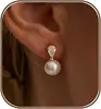 Boucles d'oreilles pendantes en perles dorées pour femme, plaqué or 14 carats, élégantes et simples, idéales pour mariage ou cérémonie, pour mariée tendance