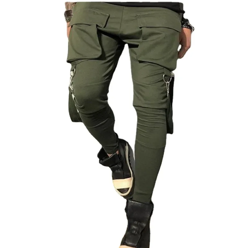 Men's Outdoor Fitness Long Pants Cotton Workwear with Big Pockets Breathable Loose Trousers for Autumn Winter Skateboarding