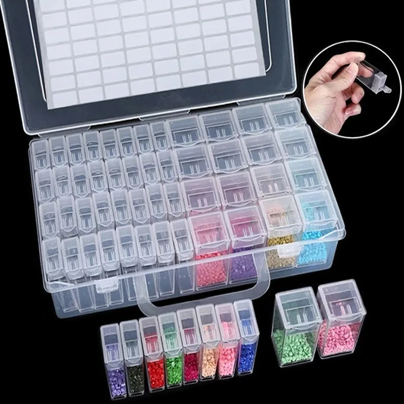 32/40/42/48/56/64pcs Storage Box Diamond Painting Beads Pendant Jewelry Accessories Set Container Art Supplies