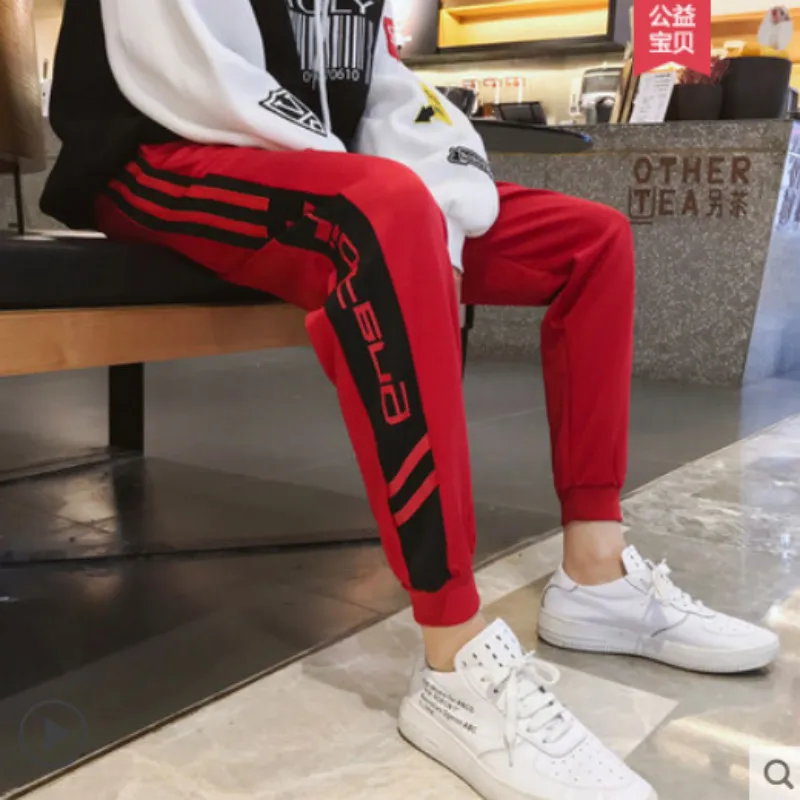 

Casual long pants men's Korean version of the trend everything spring and autumn student tide brand spring dress foot loose spor