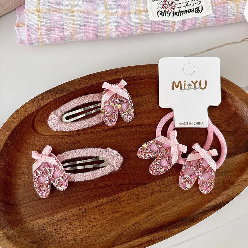 2pcs/set Ballet Shoes Rainbow Children Hairpins for Baby Girls Pink Bangs Side Clips Kids Barrettes Headwear Hair Accessories
