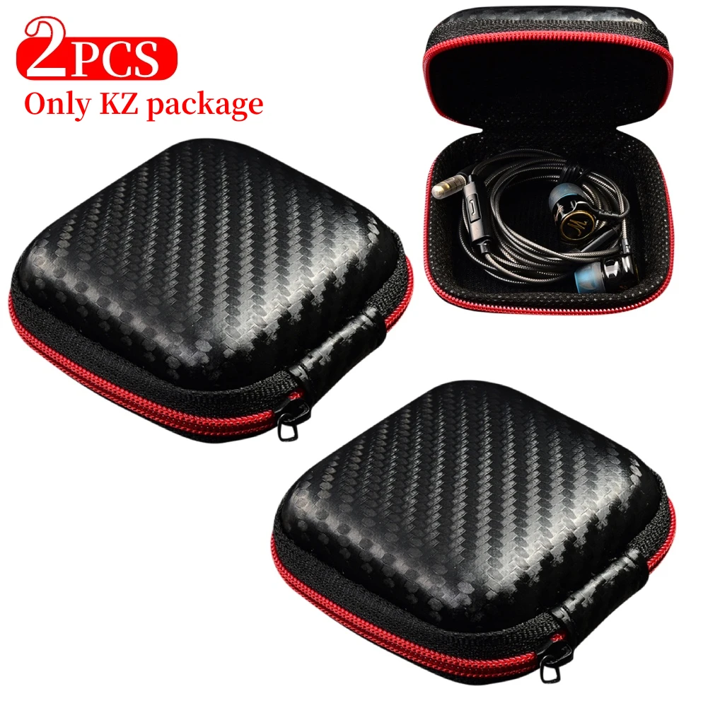 KZ Earphones Case Oval Storage Bag Headphones PU Storage Box Black