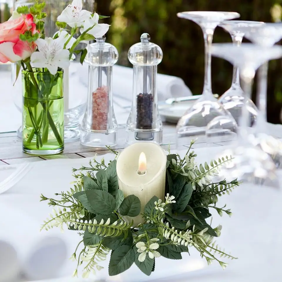 Coronas Hortensias Artificiales Coronas Velas Hortensias Artificiales -  Pack 4 Unidades Rosa - Decoración Mesa Bodas Navidad Anillos Hortensias  Artificiales, image size:960x960