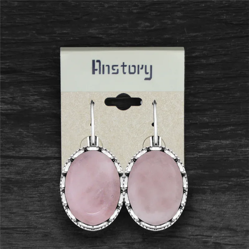 Vintage Quartz Jades Amethysts Earrings For Women Stone Lapis Lazuli Unakite Moonstone