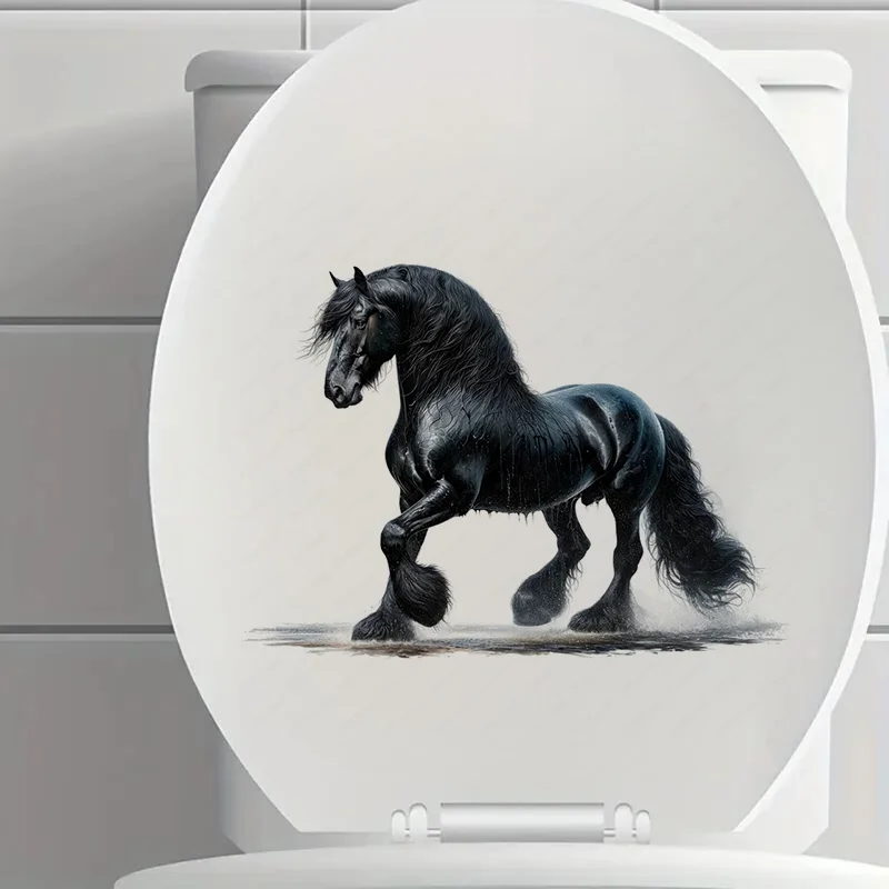 QT644# Friesian Horse Self-Adhesive Wall Decal-Removable, Reusable PVC Sticker for Kitchen & Living Room Decor