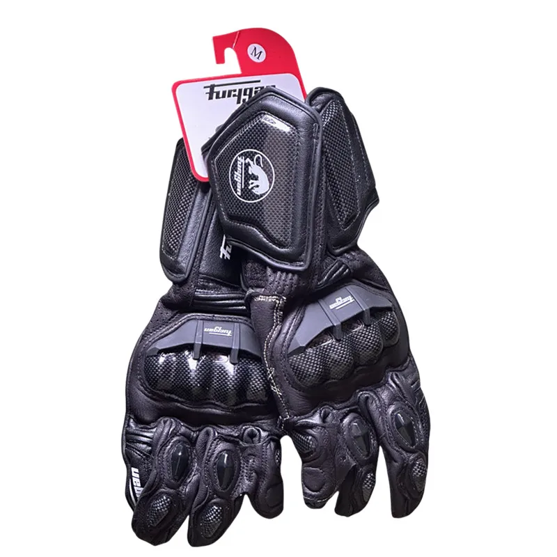 Motorcycle Gloves Men's Genuine Leather Carbon Fiber Safety Defense Motocross Touch-screen Outdoor