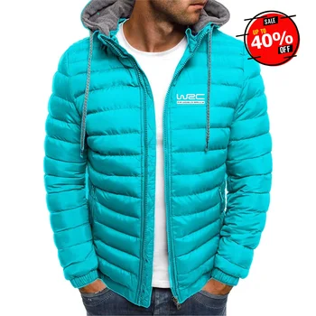 2025 Autunno Inverno Campionato mondiale di rally WRC Stampa Moda con cappuccio Giacche imbottite in cotone Cappotti casual con cerniera in tinta unita da uomo 1