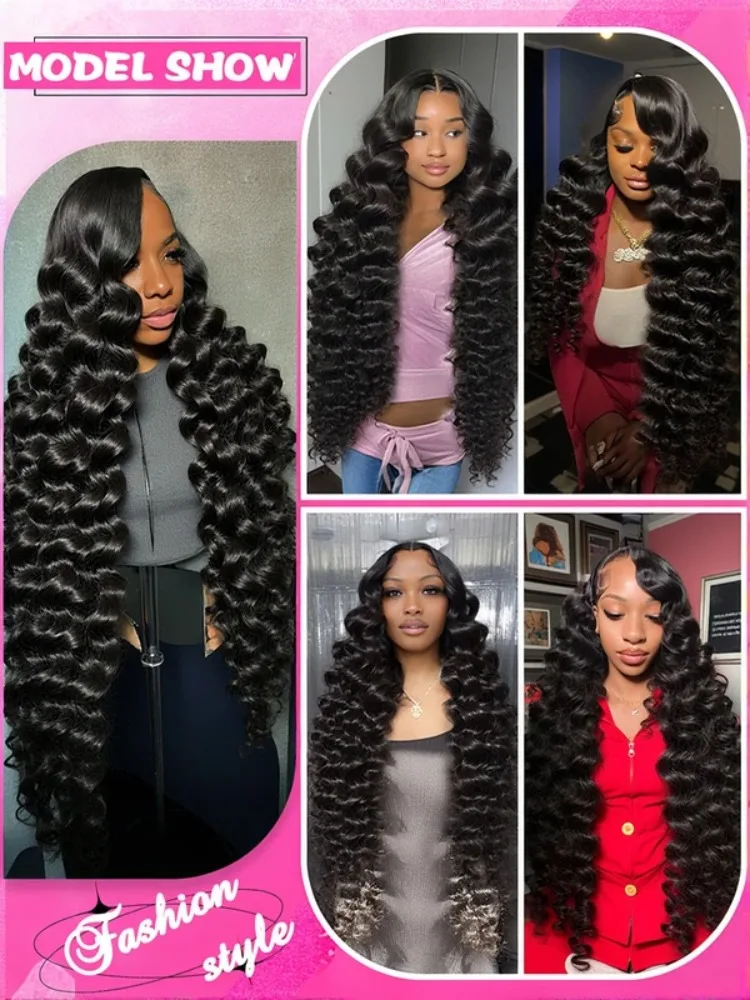 100% Human Hair Loose Deep Wave 32 Inch - Natural Color Silky No Tangle No Shedding Full Volume Weave