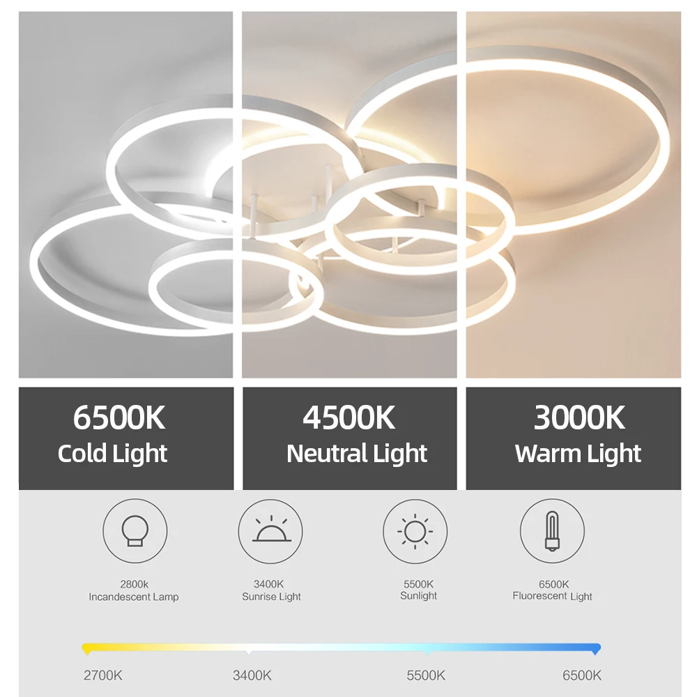Creative round ceiling pendant lamp bedroom living room dining room lighting gold white black gloss ring ceiling light