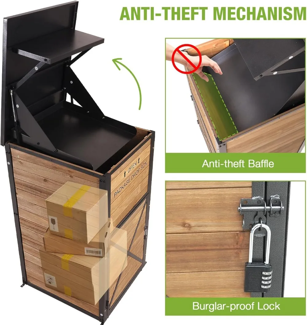 Outdoor Parcel Drop Box with Combination Lock, Weatherproof Anti-Theft Package Delivery Box for Porch Security