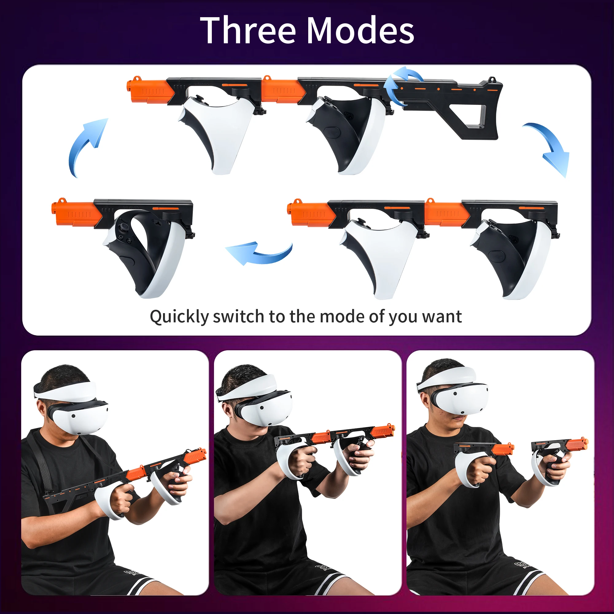 DEVASO PSVR2용 마그네틱 VR 건 스톡, FPS 게임 경험 향상을 위한 어깨끈 포함 핸들 부착형