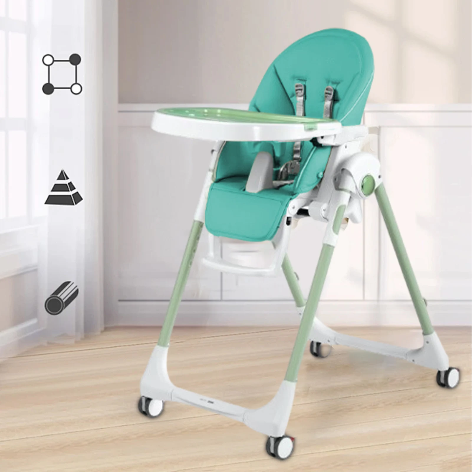 Funda de silla de comedor portátil para bebé, almohadilla de silla de comedor de cuero PU, funda de asiento multifuncional suave con relleno para niños