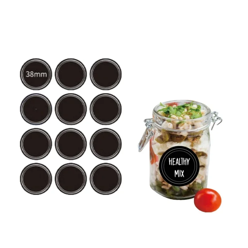 120pcs Round Shape Label Stickers Mason Jars Spice Bottle Pantry Food Storage Stickers Waterproof Reusable Blackboard
