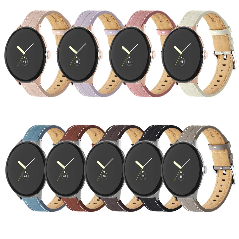 

Compatible Leather Band for Men Women,[No Gaps] Genuine Leather Wristband Strap for Google Pixel Watch Strap Bands