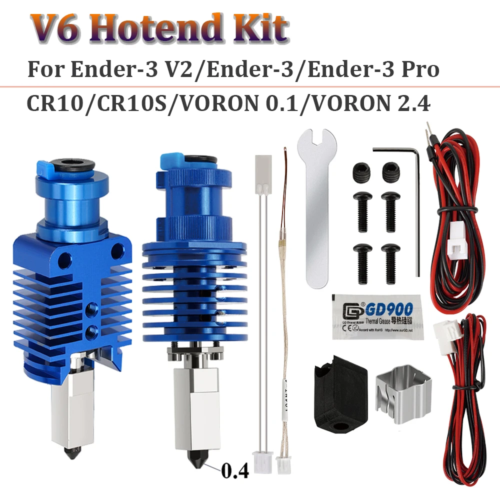 Kit Hotend Per Testina Di Stampa V6 Ad Alta Velocità V6 Estrusore Di Calore Bimetallico Per Ender 3 V2 Prusa Voron 0.1 2.4 Ender 3 Pro Cr10 Stampante 