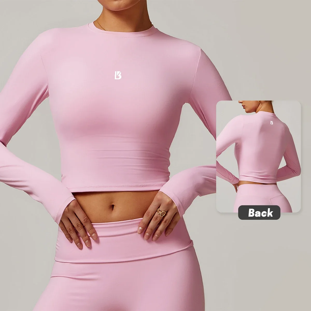 bunny Women Base Shirt Sport Gym Wear Yoga Wear Winter Fitness Workout Long Sleeve Tops Exercise Stretch
