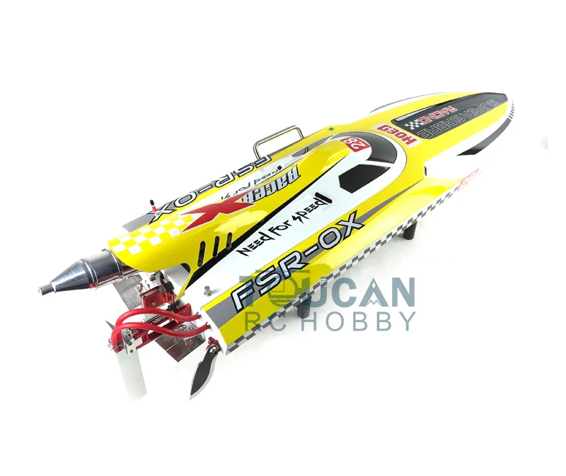 DT RC Boat G30H ARTR 54" 30CC Engine Gasoline Fiber Glass RC Racing Boat Water cooling Rudder Propeller Yellow Model Toy TH02683 3