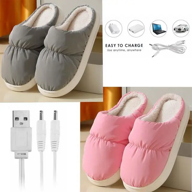 Heated Slippers Electric Heating Boots Heated Foot Warmer Slippers USB Charger Electric Heating Shoes Warmer Women Men Slipper 2