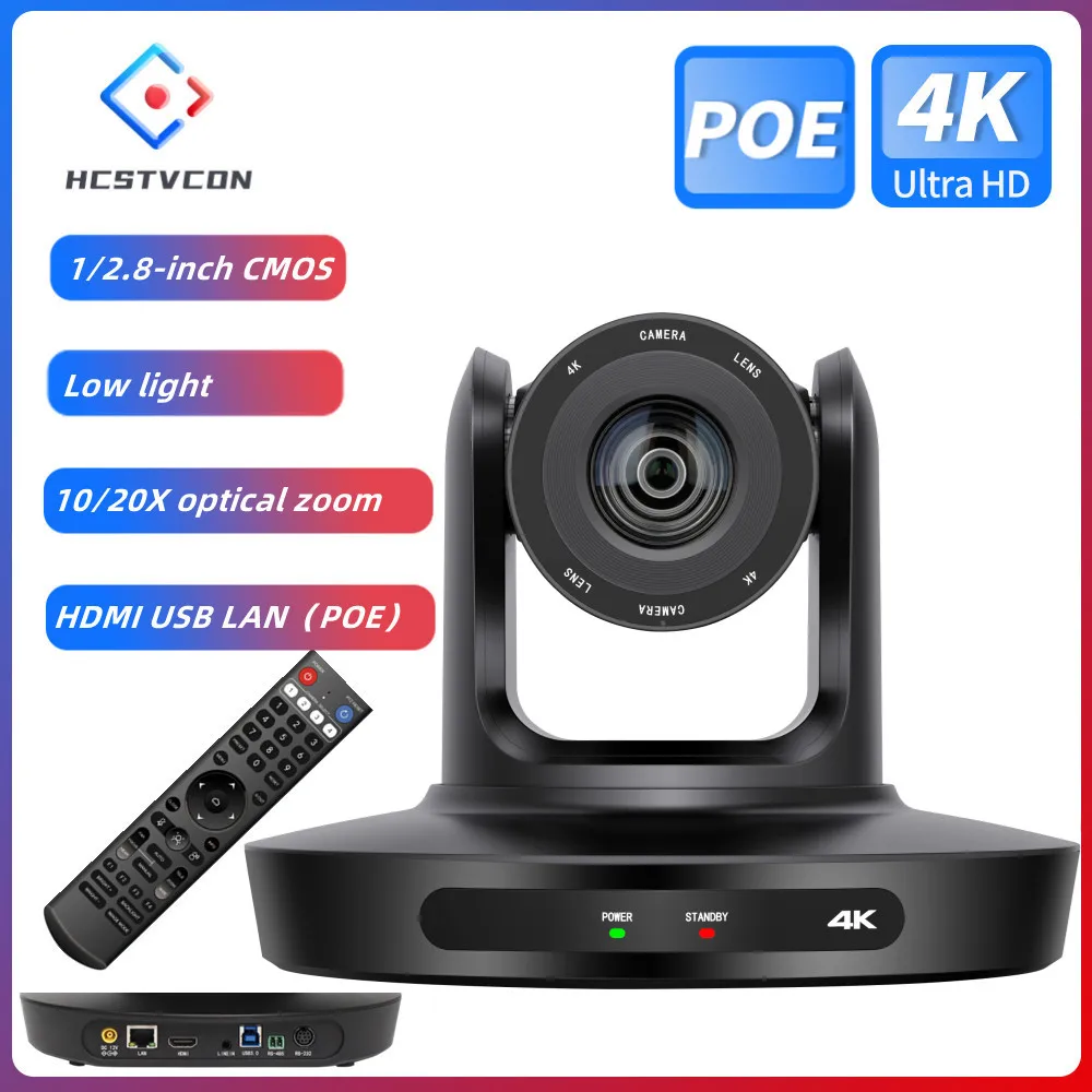 Conference PTZ Camera 4K 10/20X LAN POE USB3.0 HDMI For Church Live Streaming Business Meeting Broadcast Youtube