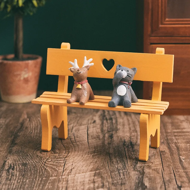 Mini Banc En Bois Pour Maison De Poupée - 13x8,8x5 Cm, Décoration Jardin Féerique Ou Scène Photo
