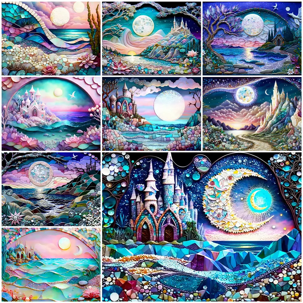 

Алмазная мозаика EverShine, картина квадратной формы с изображением морского замка, для творчества, хобби, абстрактная вышивка, Декор для дома, подарок