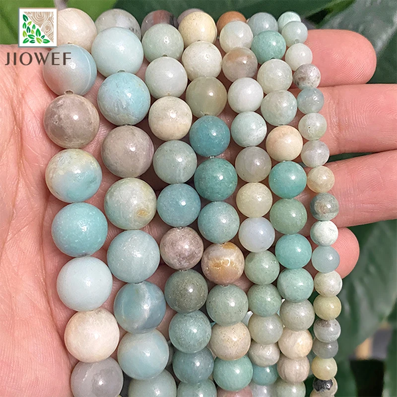 Natura Stone Beads Mixed Amazonite Round Loose Spacer Beads For Jewelry Making DIY Bracelet Earrings Handmade 4/6/8/10/12/14mm