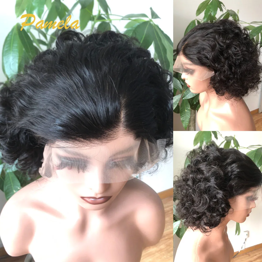 Wear and Go Glueless Wigs Human Hair Ready To Go 250% Density Loose Wave Short Bob 360 HD Transparent Lace Front Wig Pre plucked