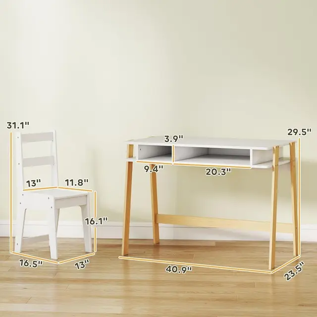 Children's Study Desk and Chair Set for Ages 3-12, Storage-Friendly, Ideal for Homework and Computer Use in Home or School