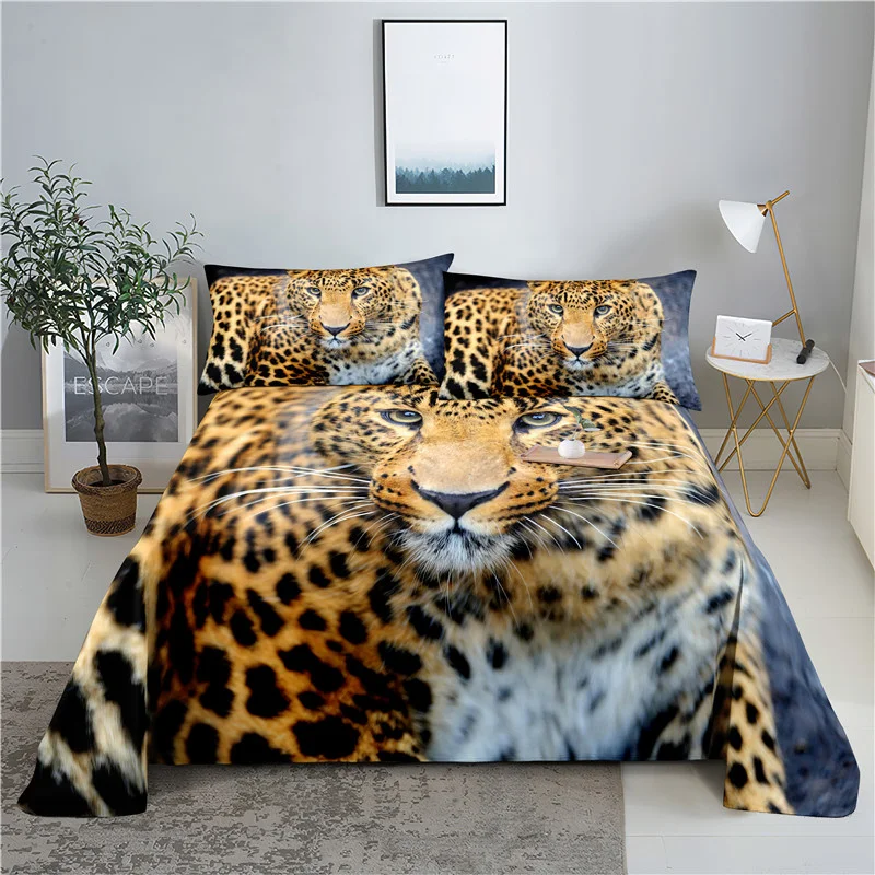 Custom Leopard Digital Printing Sheets Cover 100%Polyester Flat Sheet With Pillowcase Print Bedding For 0.9/1.2/1.5/1.8/2.0m Bed 4