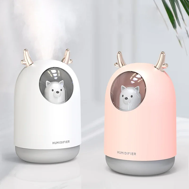 

300ml USB Humidifier Ultrasonic Mini Cool Mist Aroma Essential Oil Diffuser 7 Color Lamp Cute Pet Aroma Diffuser Home Office