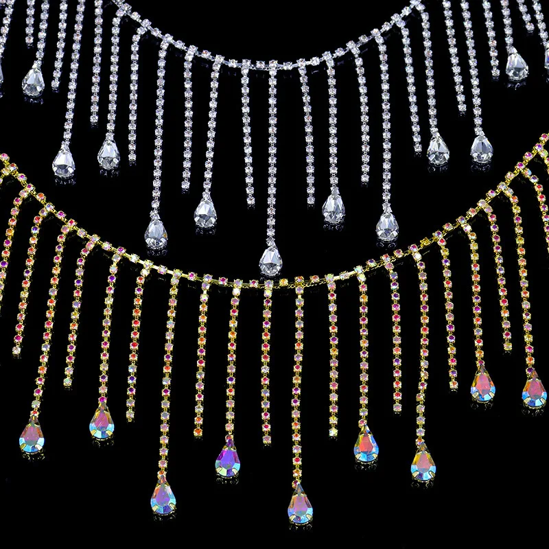 10 Yards Strass Unregelmäßige Quaste Kette Glitter Kristall Diamant DIY Kunst Auto Hochzeit Party Geschenk Dekoration Strass Band