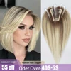 Blonde Human Hair Toppers Purple Root Remy Human Toppers Lace Base Hair Extensions Clips in Hair for Women Hairpieces 12inches
