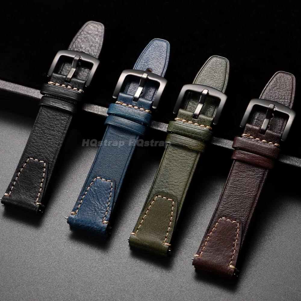 Premium Retro Leather Watch Strap - Cowhide Quick Release Universal Replacement Band